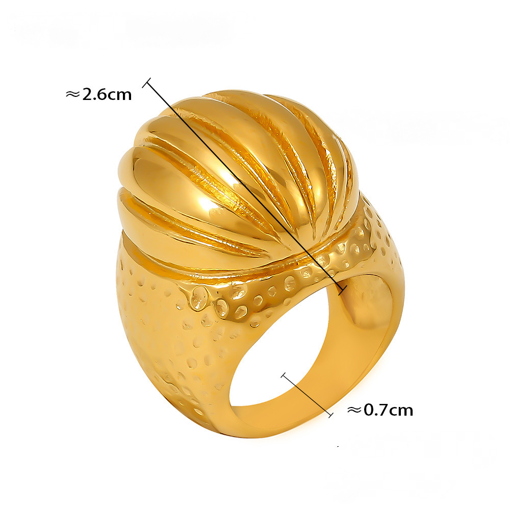 Stainless Steel Vintage Oval Scratched Ring