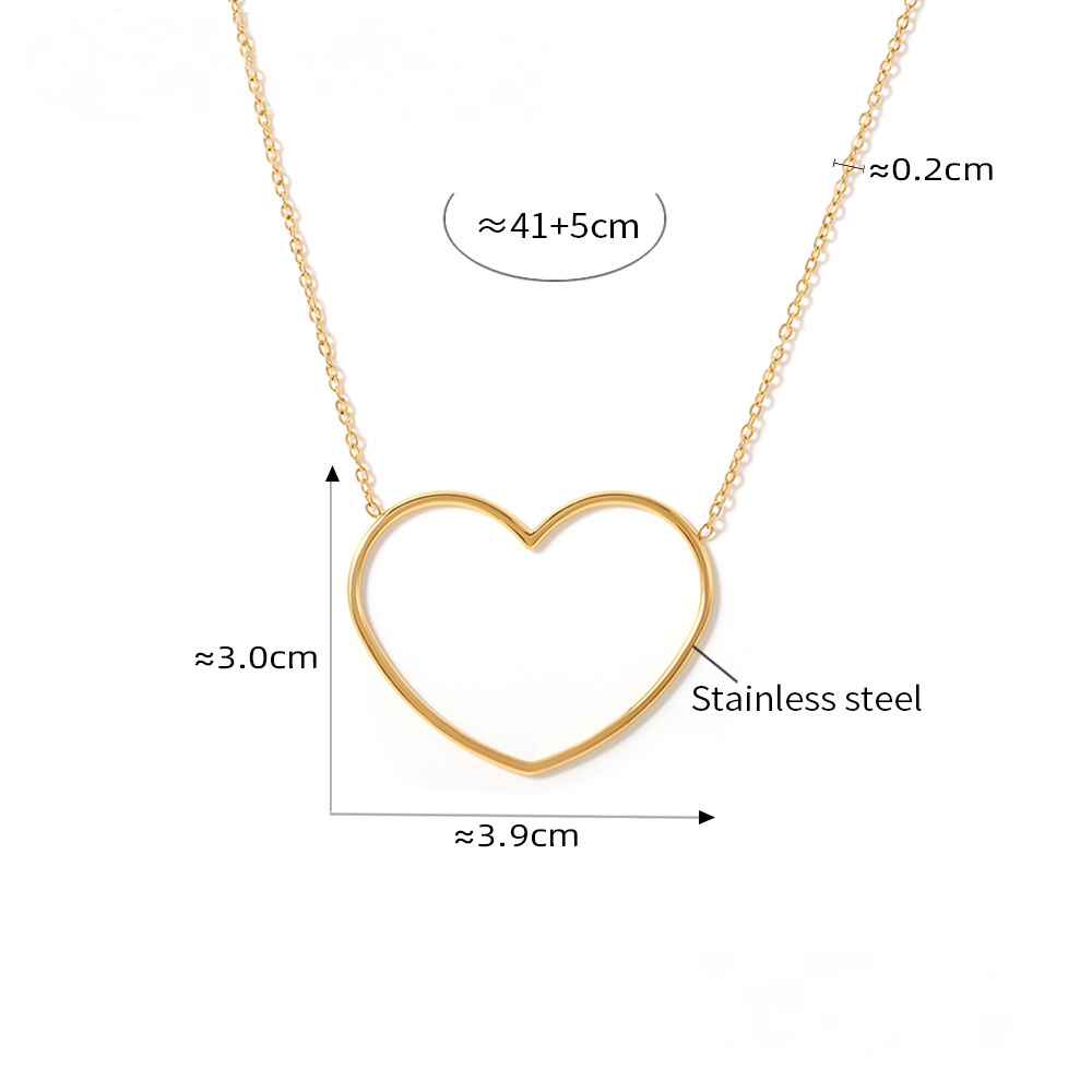 Stainless Steel Heart Line Pendant Stackable Necklace
