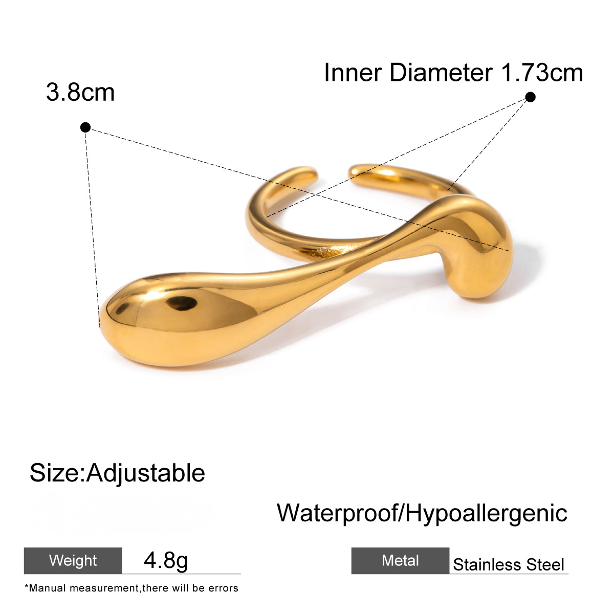 Stainless Steel 18K Gold PVD Croissant Ring