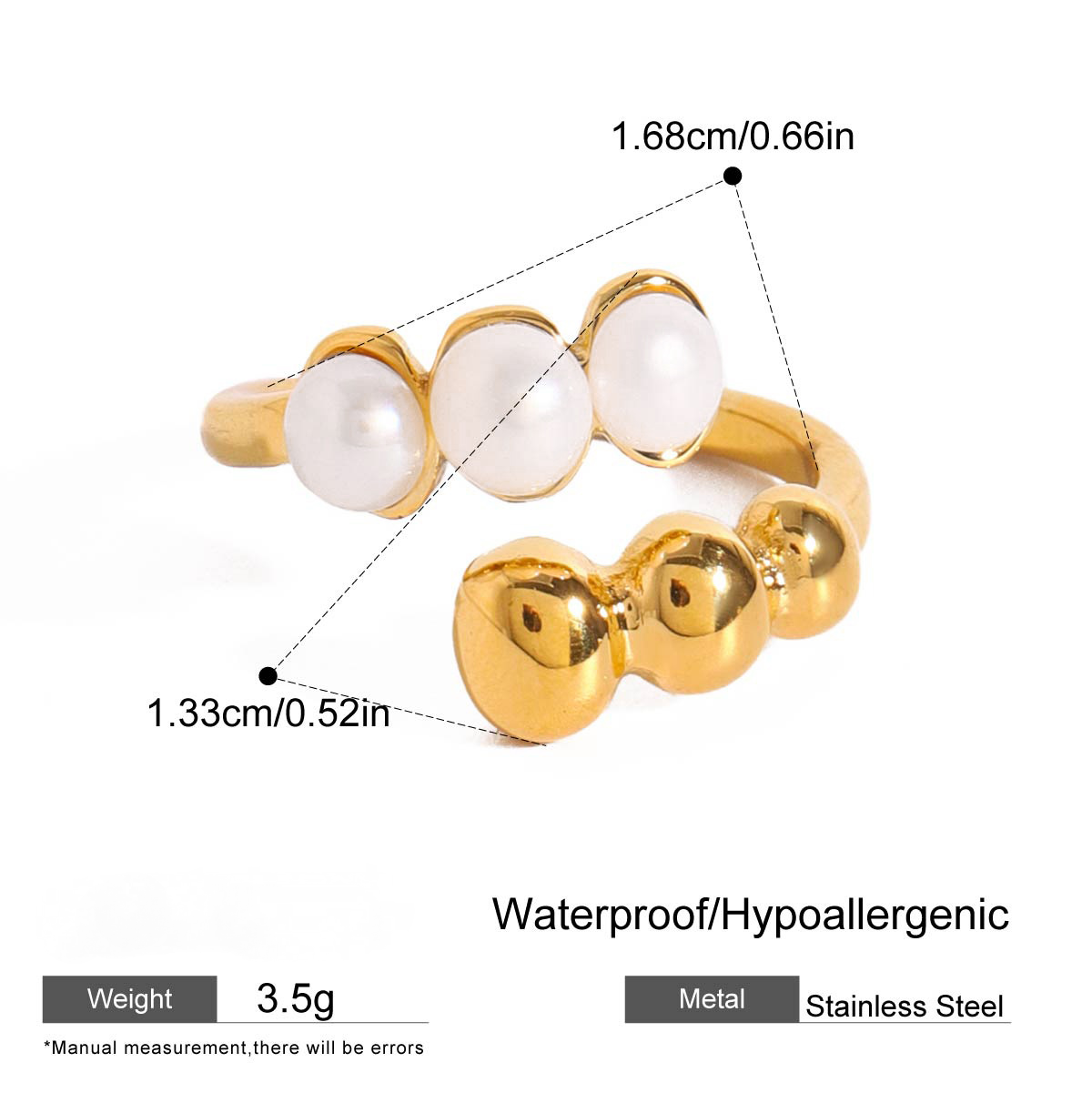 Stainless Steel Light Luxury Pearl Ring Combination