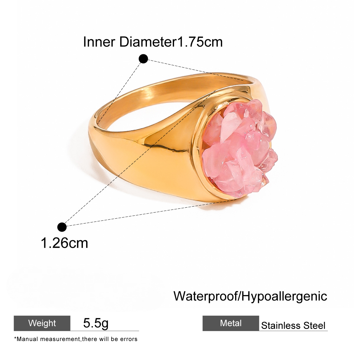 Stainless Steel Natural Stone Gravel Ring Collection