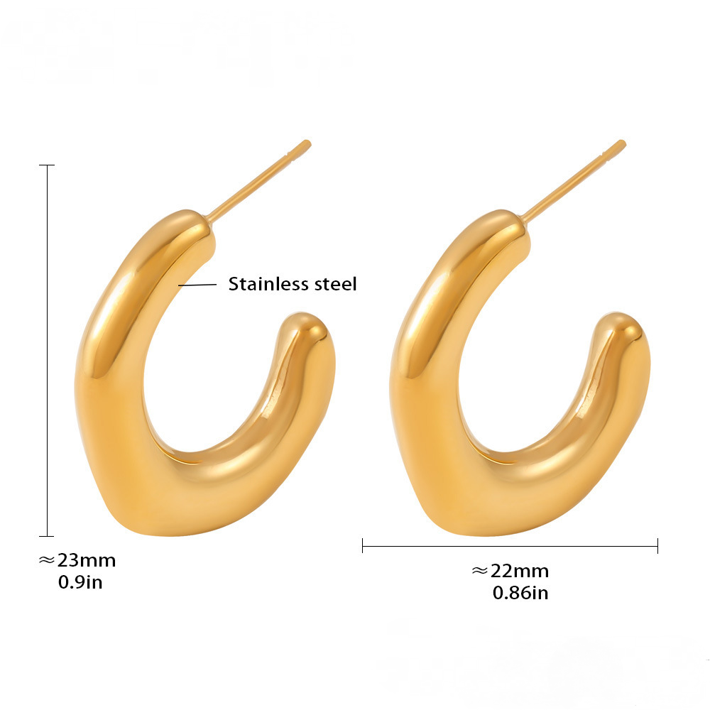 Stainless Steel 18K Gold PVD Polished Irregular Hoop Earrings