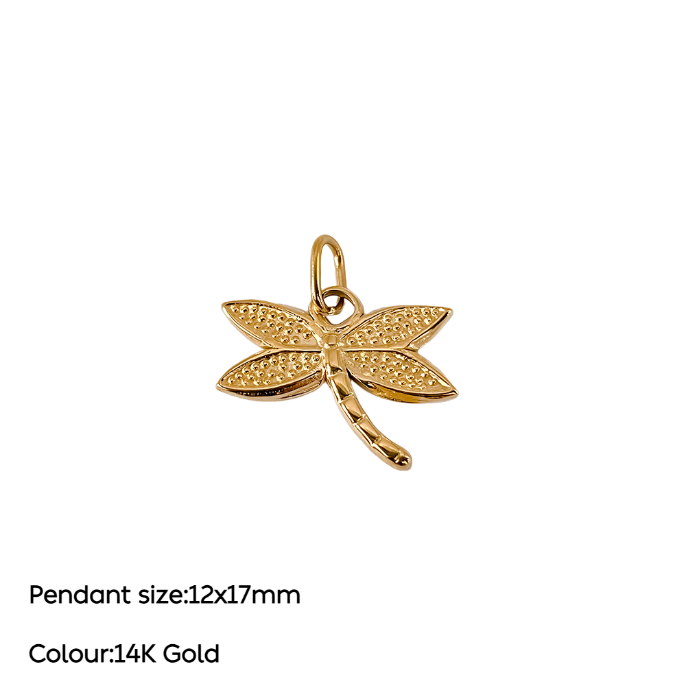 Stainless Steel 14K Gold PVD Butterfly Pendant