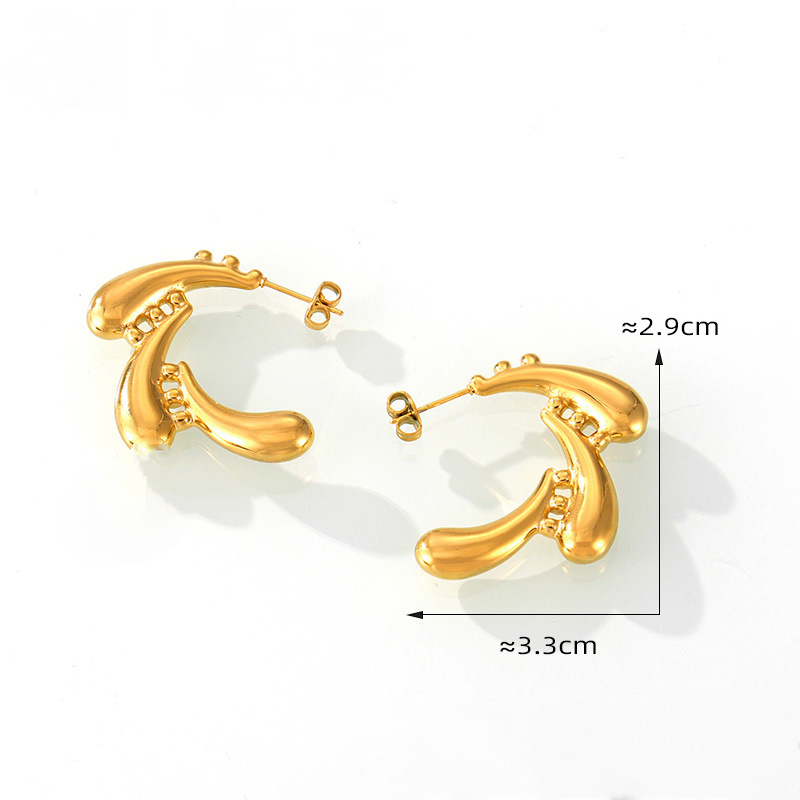 Stainless Steel Water Drop Swirl Stitching Earrings