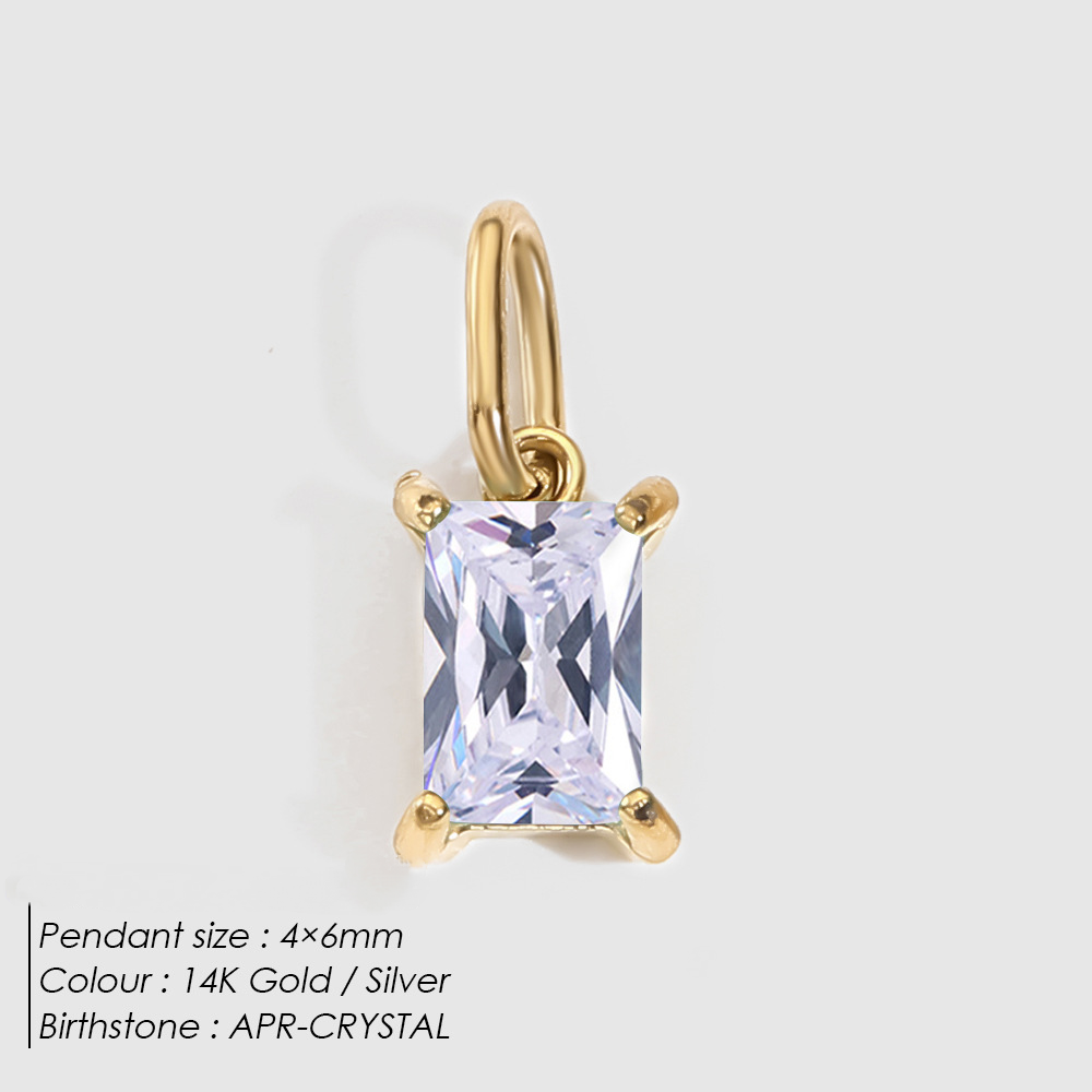 Stainless Steel Geometric Square Cubic Zirconia Necklace Pendant