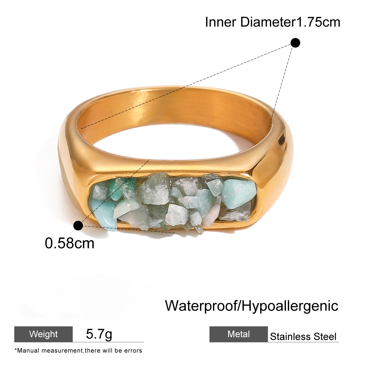 Stainless Steel Natural Stone Gravel Ring Collection