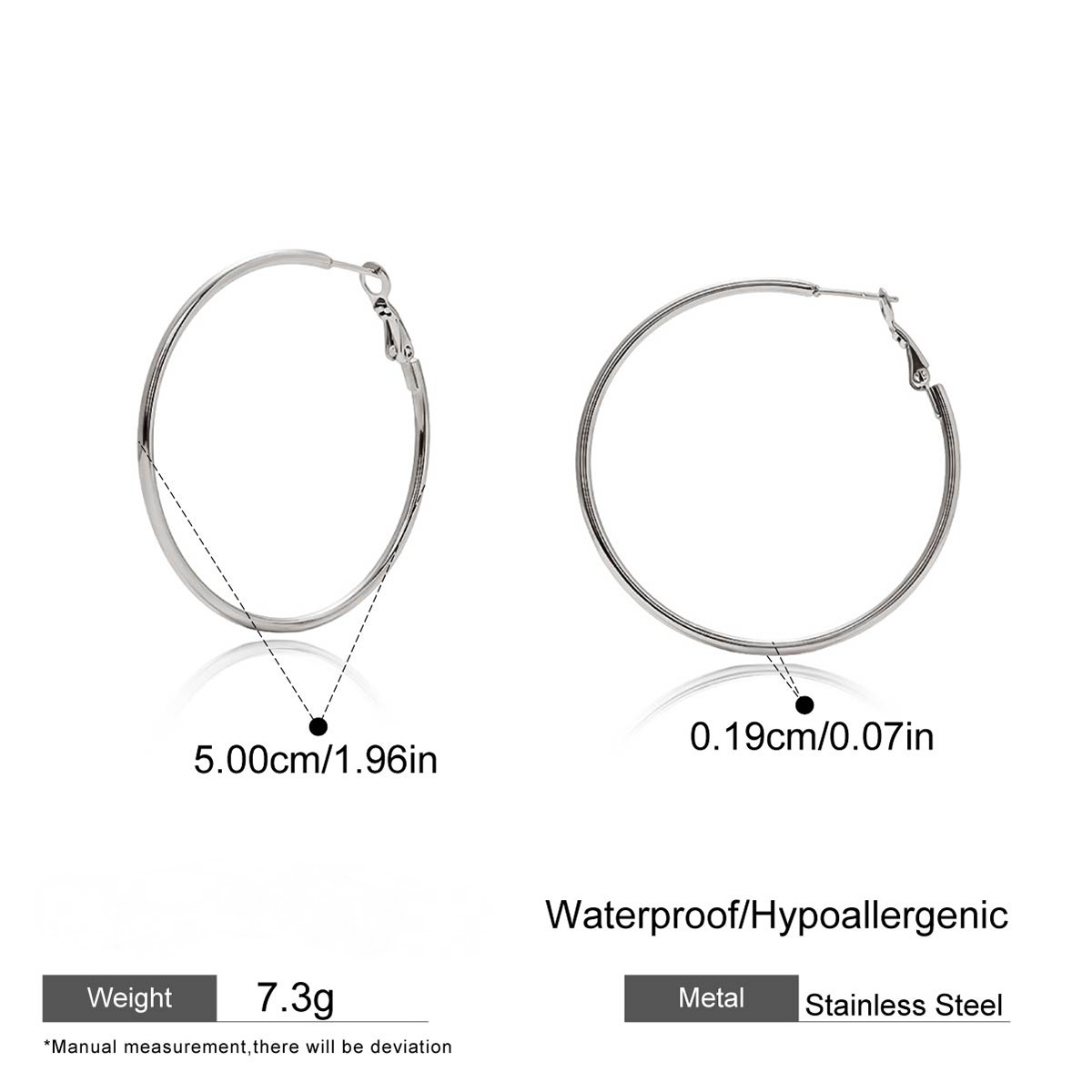 Stainless Steel Glossy Coil Hoop Earrings