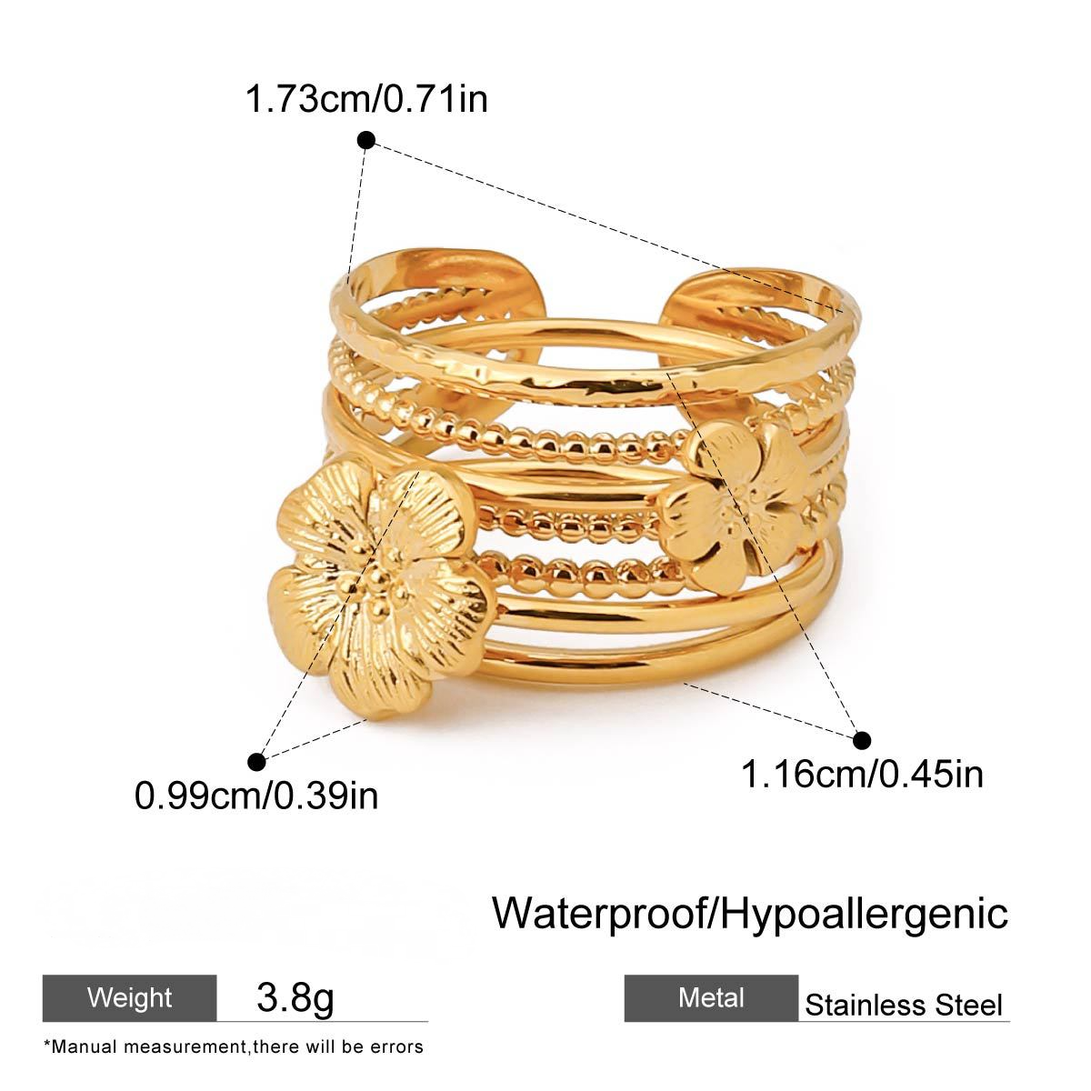 Stainless Steel 18K Gold PVD Stacking Ring Combination