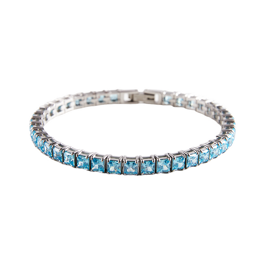 4x4MM Single Row Multi Colored Cubic Zirconia Tennis Bracelet