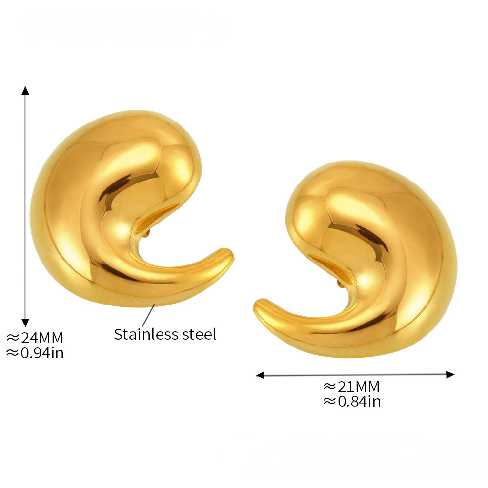 Stainless Steel Simple Curved Water Drop Earrings