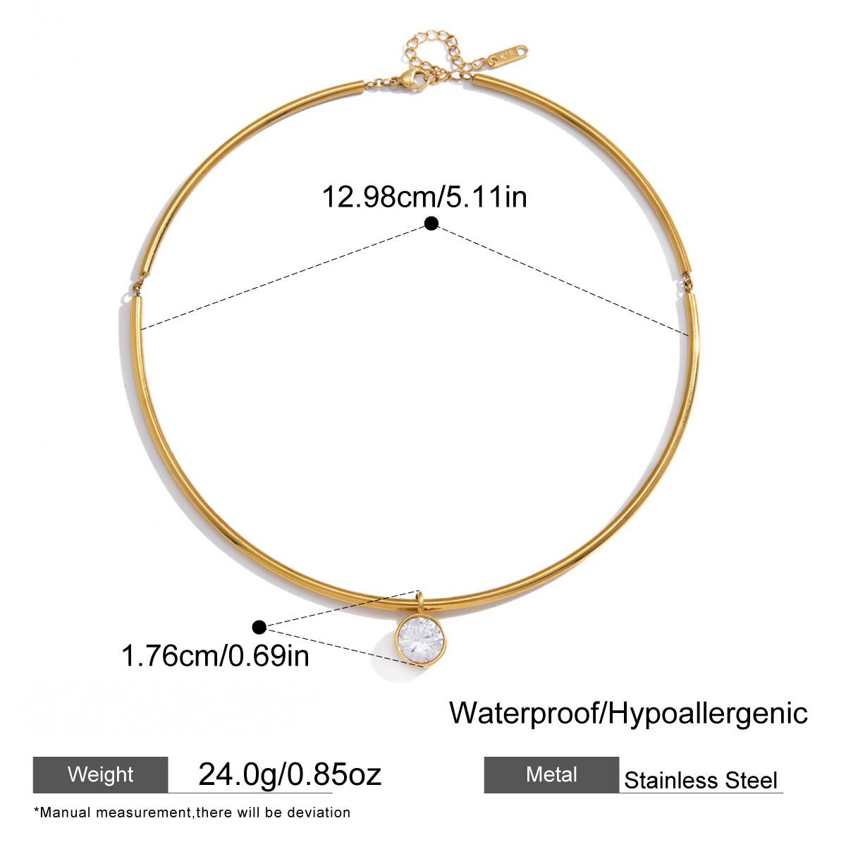 Stainless Steel White Cubic Zirconia Pendant Necklace