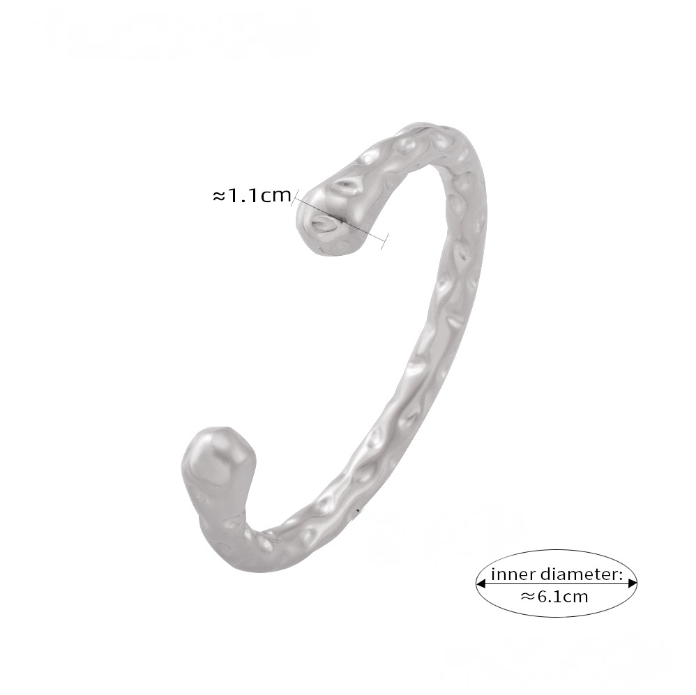 Stainless Steel Irregular Hammer Pattern Cuff Bracelet