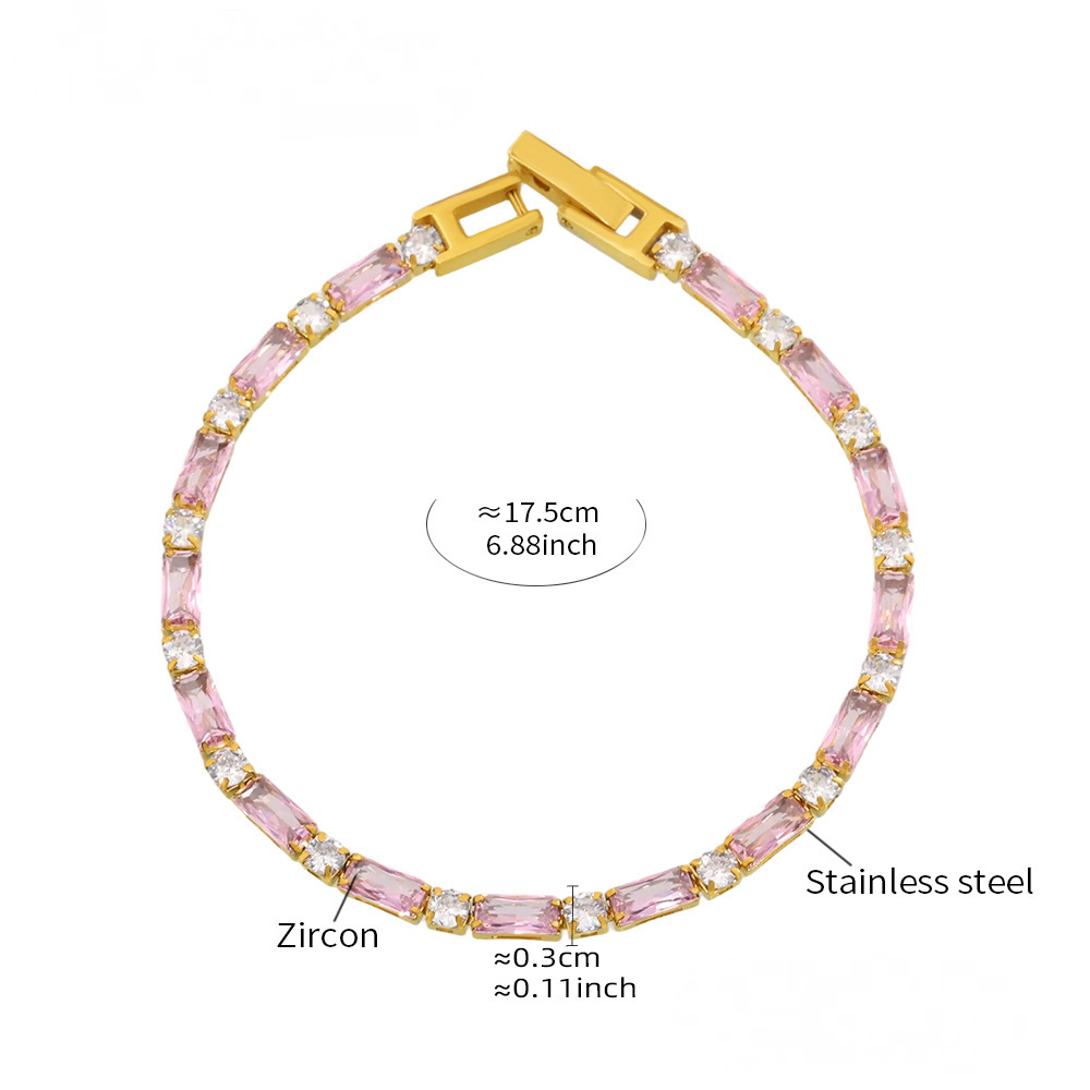 Stainless Steel Square Cubic Zirconia Bracelet