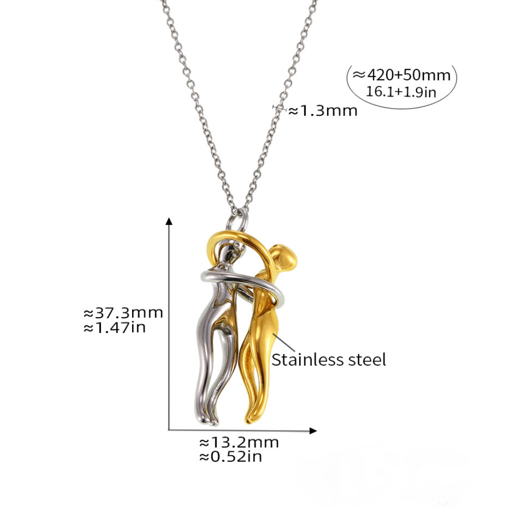 Stainless Steel Embrace Detachable Pendant Necklace