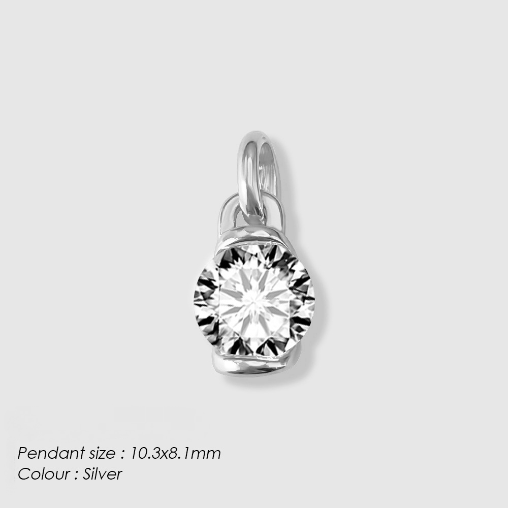 Stainless Steel Moon Star Cubic Zirconia Pendant