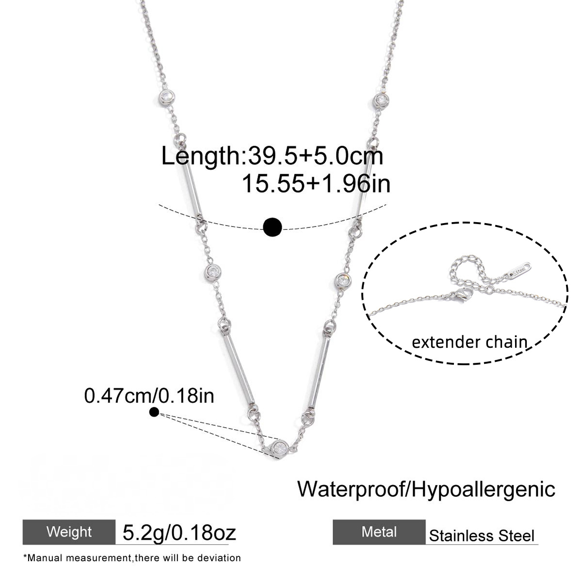 Stainless Steel Heart-shaped Pendant Rope Chain Necklace