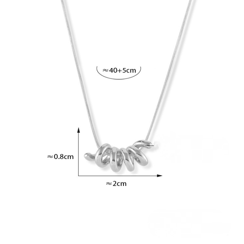 Stainless Steel Twisted Line Bar Pendant Necklace