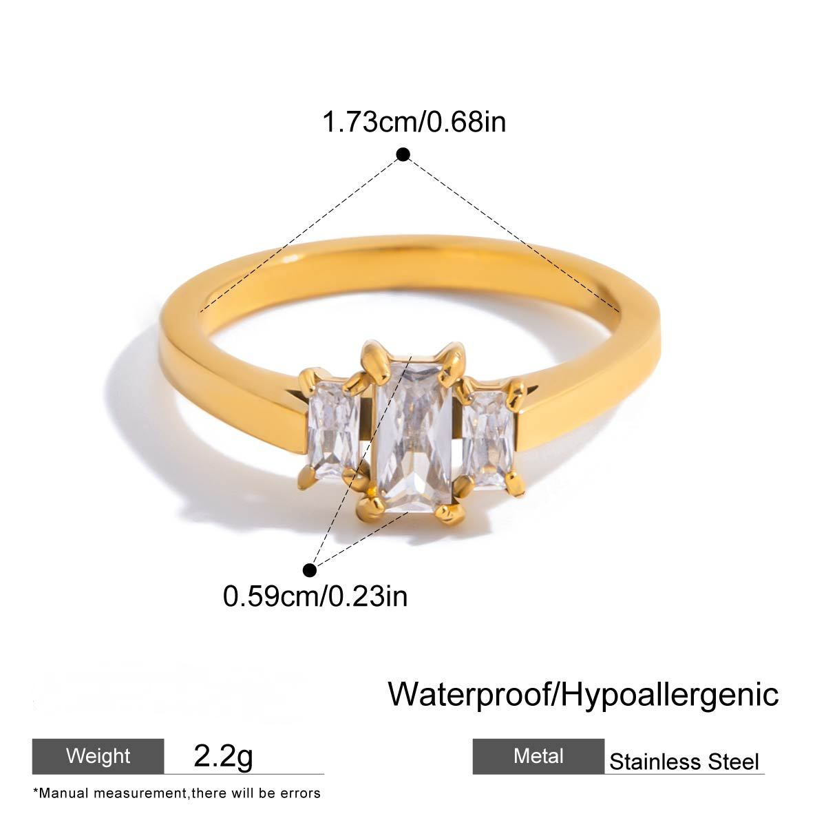 Stainless Steel Fine Ring Cubic Zirconia Ring Combination