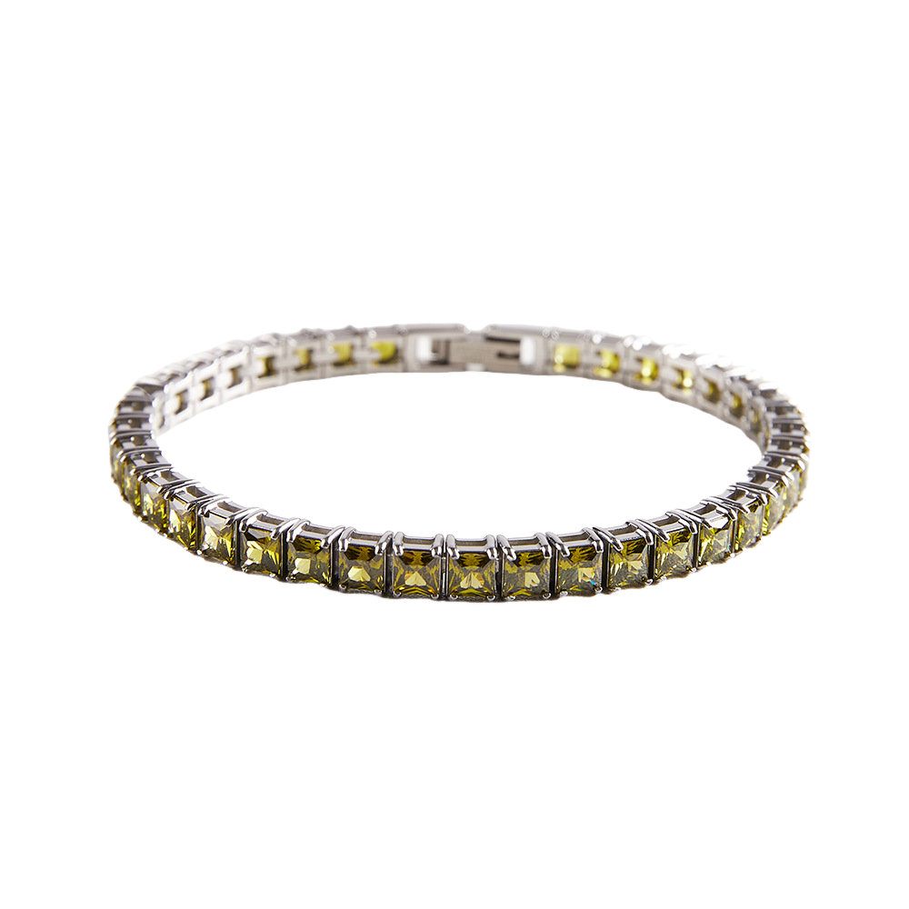 4x4MM Single Row Multi Colored Cubic Zirconia Tennis Bracelet