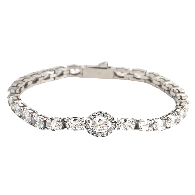 Premium Inlaid Zircon Oval Egg-shape Main Stone Tennis Bracelet
