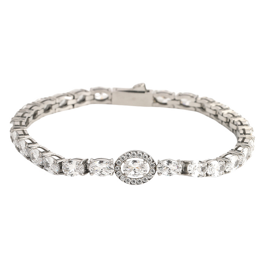 Premium Inlaid Zircon Oval Egg-shape Main Stone Tennis Bracelet