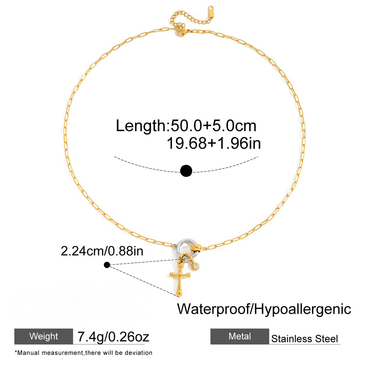 DIY Buckle Stainless Steel Heart Paperclip Chain Necklace