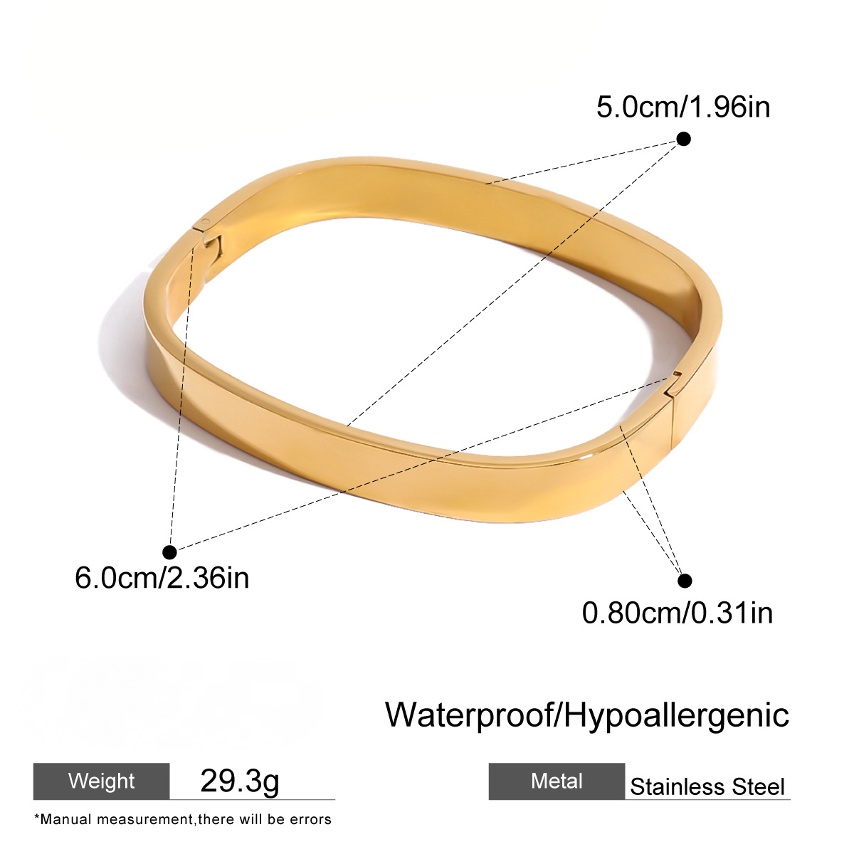 Stainless Steel Classic Square Buckle Bangle Combination