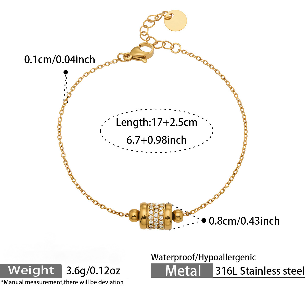Stainless Steel 5A CZ Star Bead Chain Bracelet