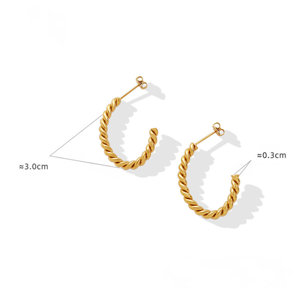 Hollow Textured Hoop Stainless Steel Earrings