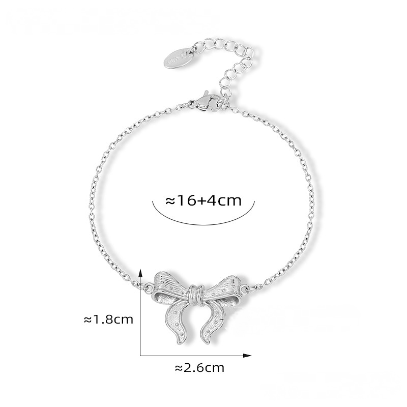 Textured Bow 3D Stainless Steel Bracelet Earrings Jewelry Suit