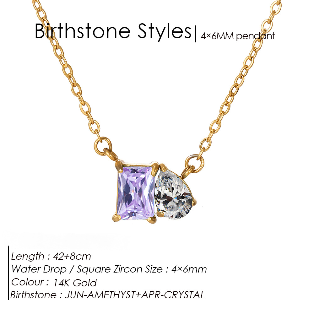 Stainless Steel Heart-shaped Rhinestone Pendant Necklace