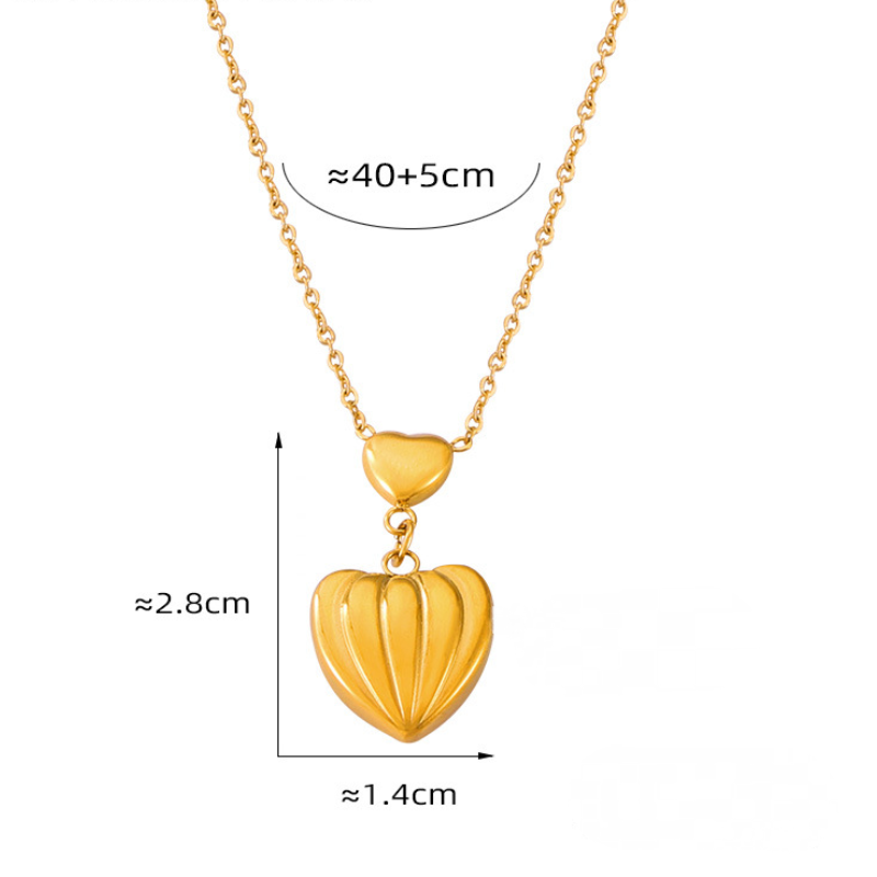 Stainless Steel Heart Round Cross Pattern Pendant Necklace