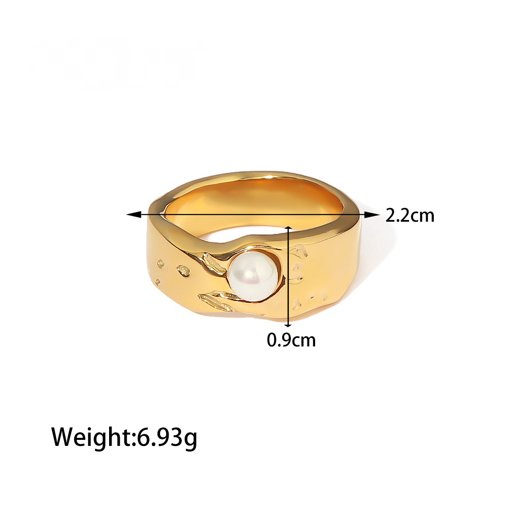 Stainless Steel Geometric Pearl Ring Combination