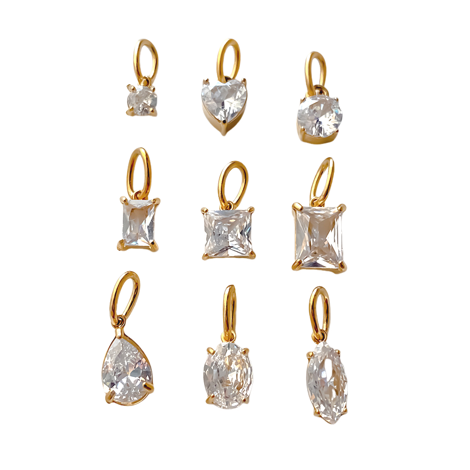 Stainless Steel Cubic Zirconia DIY Necklace Pendant