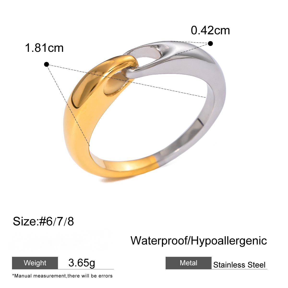 Stainless Steel 18K Gold PVD Croissant Ring