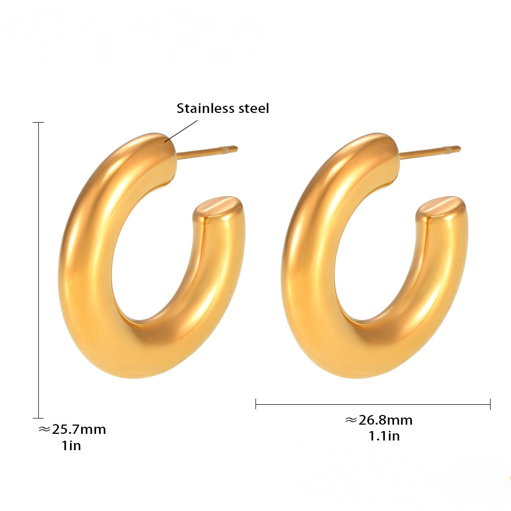 Stainless Steel Minimalist Polished Hoop Earrings