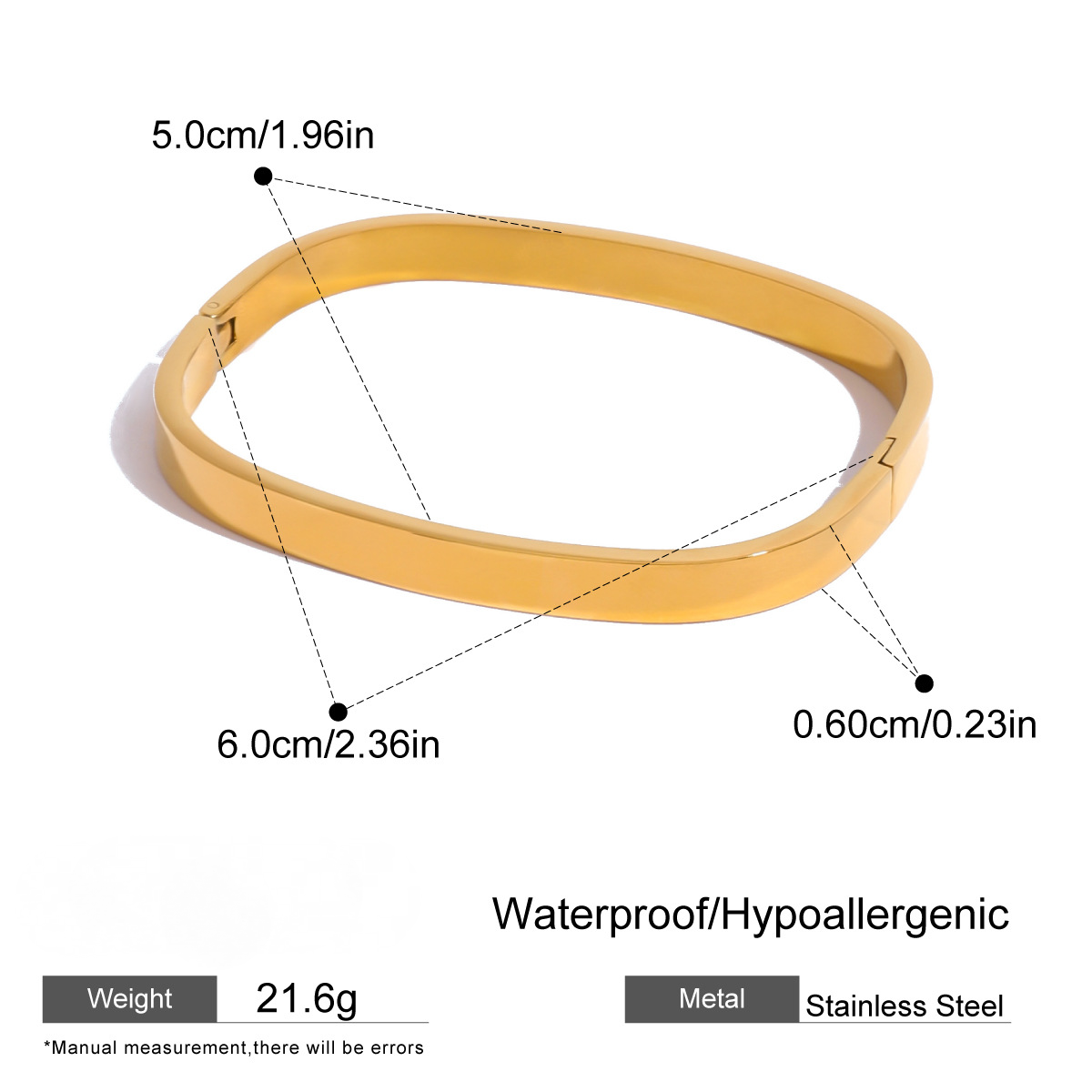 Stainless Steel Classic Square Buckle Bangle Combination