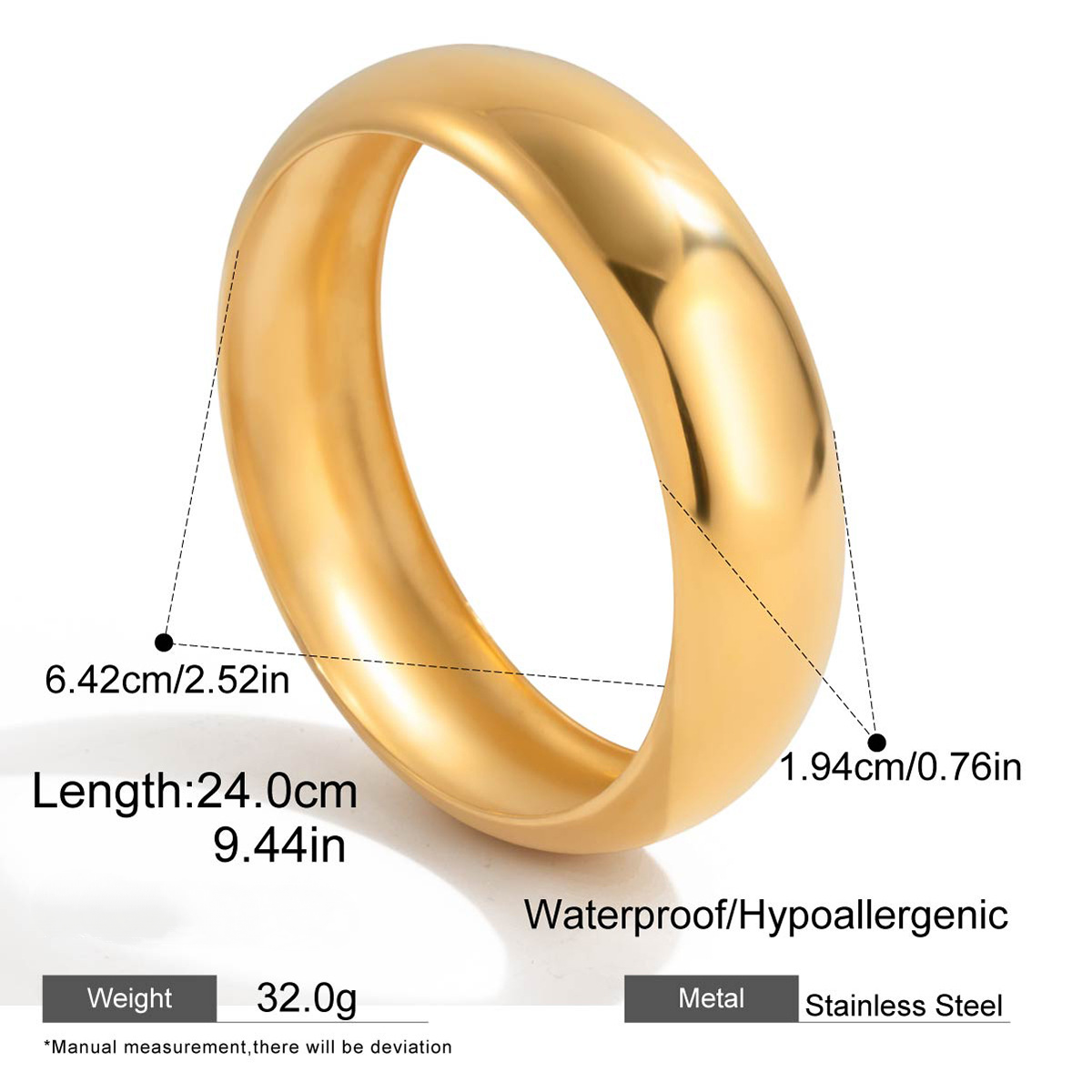 18K Gold PVD Stainless Steel Loach-shaped Bracelet