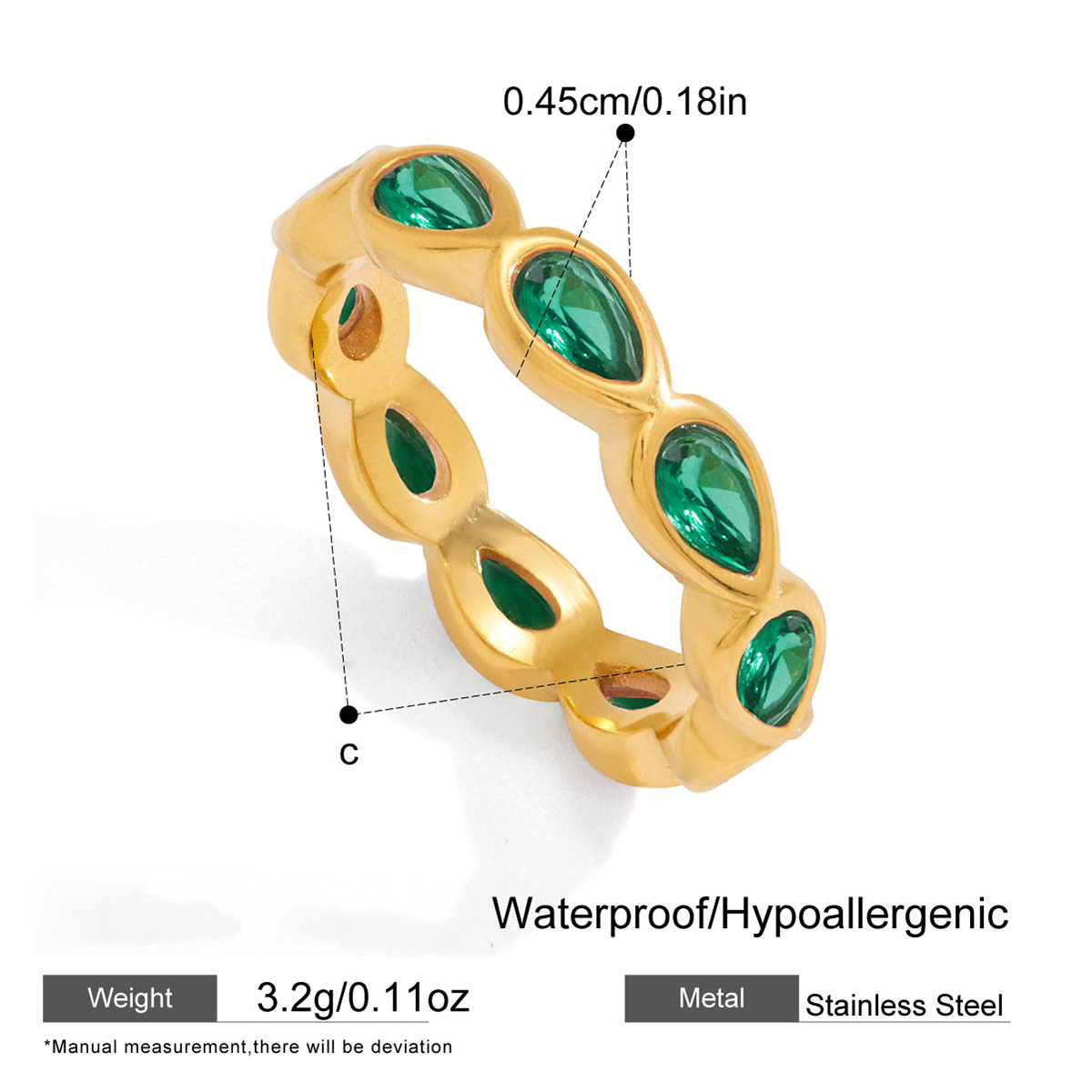 Stainless Steel 18K Gold PVD Cubic Zirconia Ring Collection