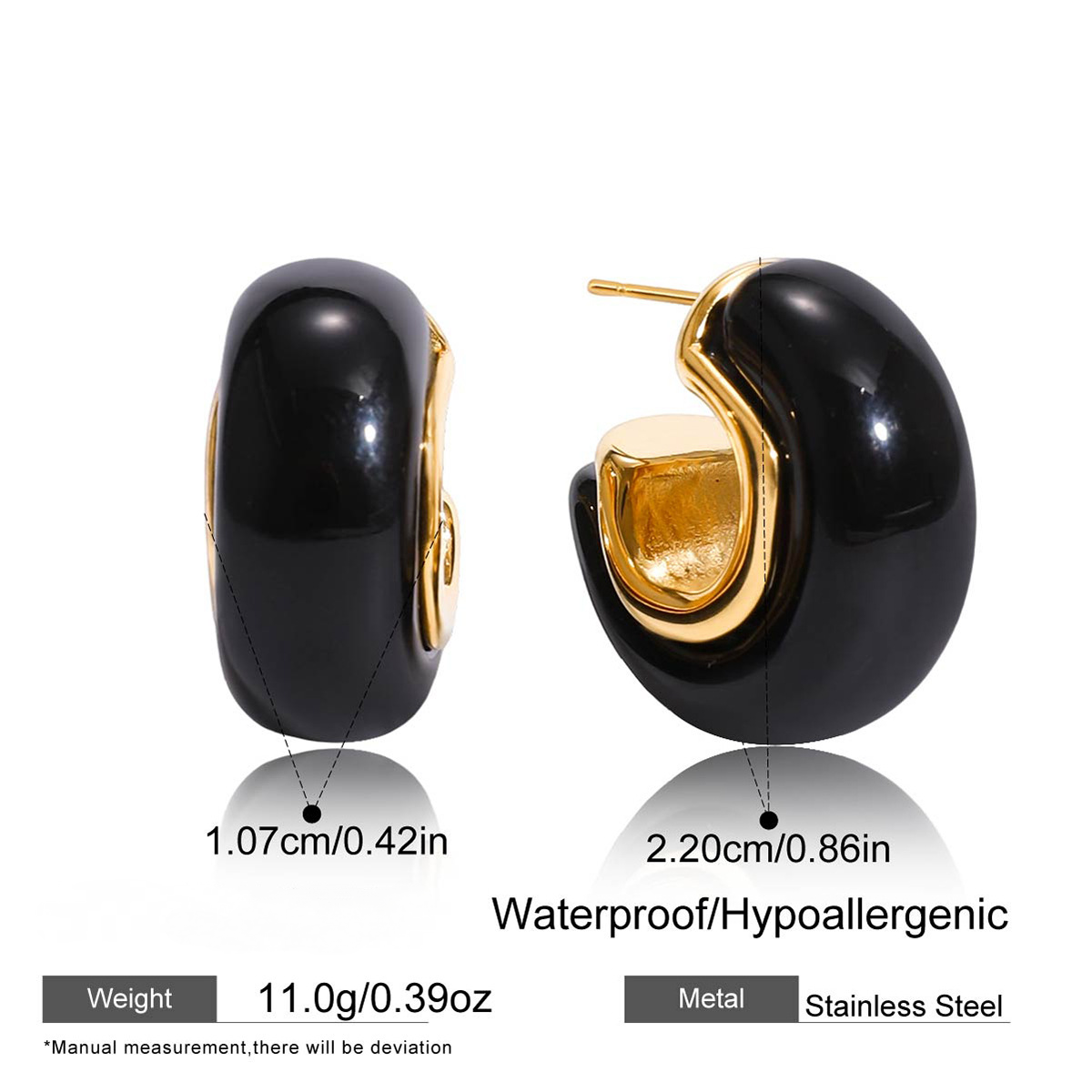 Stainless Steel Resin Irregular C-ring Stud Earrings