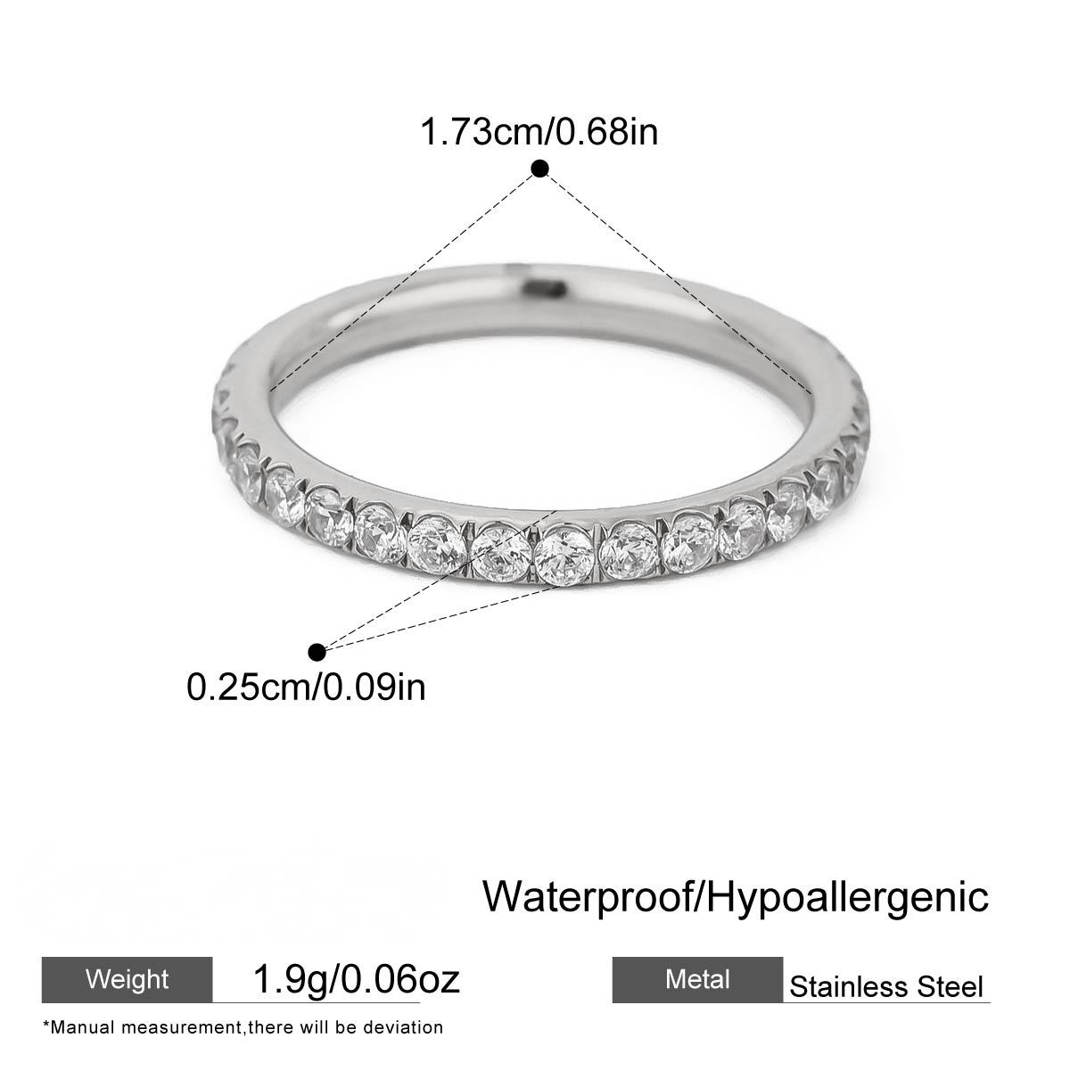 Stainless Steel Full Circle A-Grade Cubic Zirconia Ring
