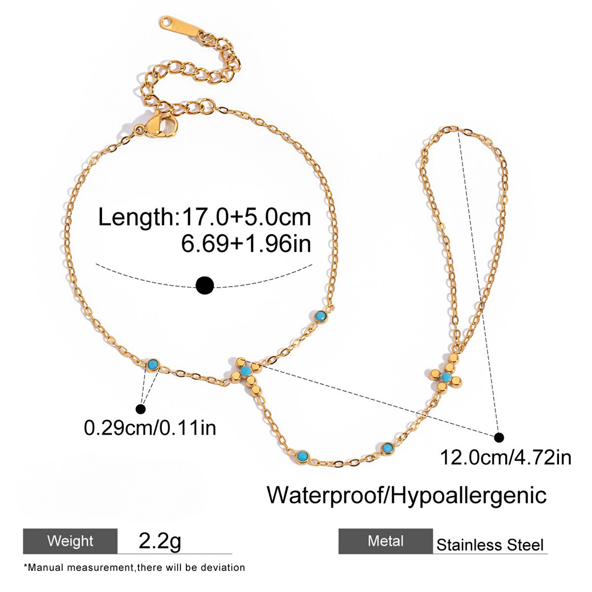 Stainless Steel Cubic Zirconia Pearl Finger Bracelet