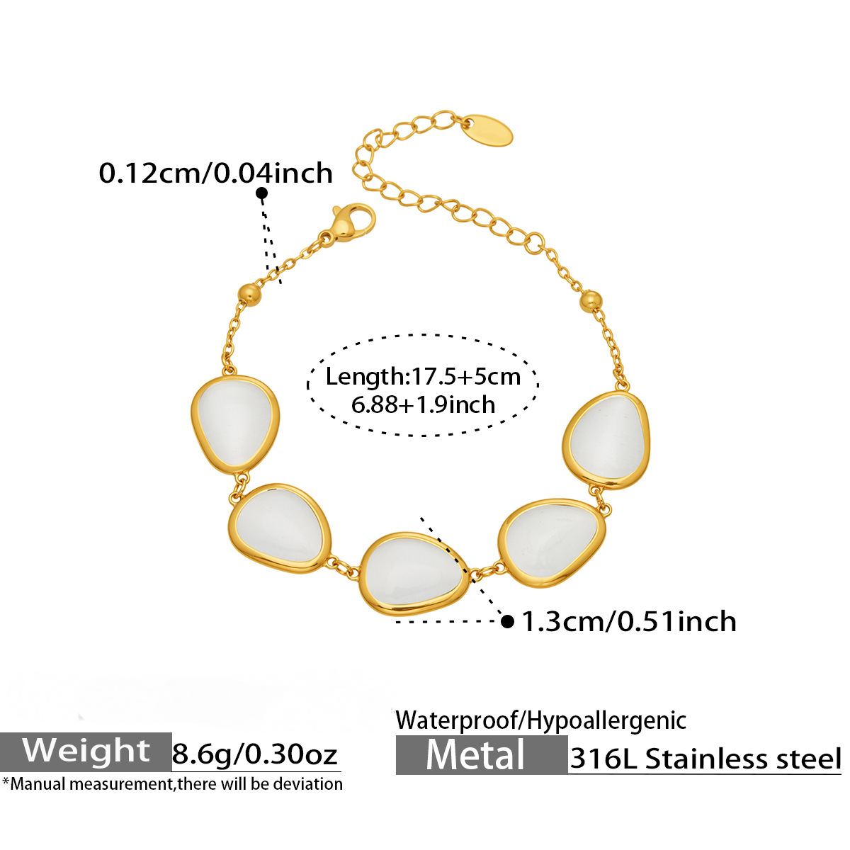 Stainless Steel Water Drop Cat's Eye Stone Necklace Earrings Bracelet Jewelry Set