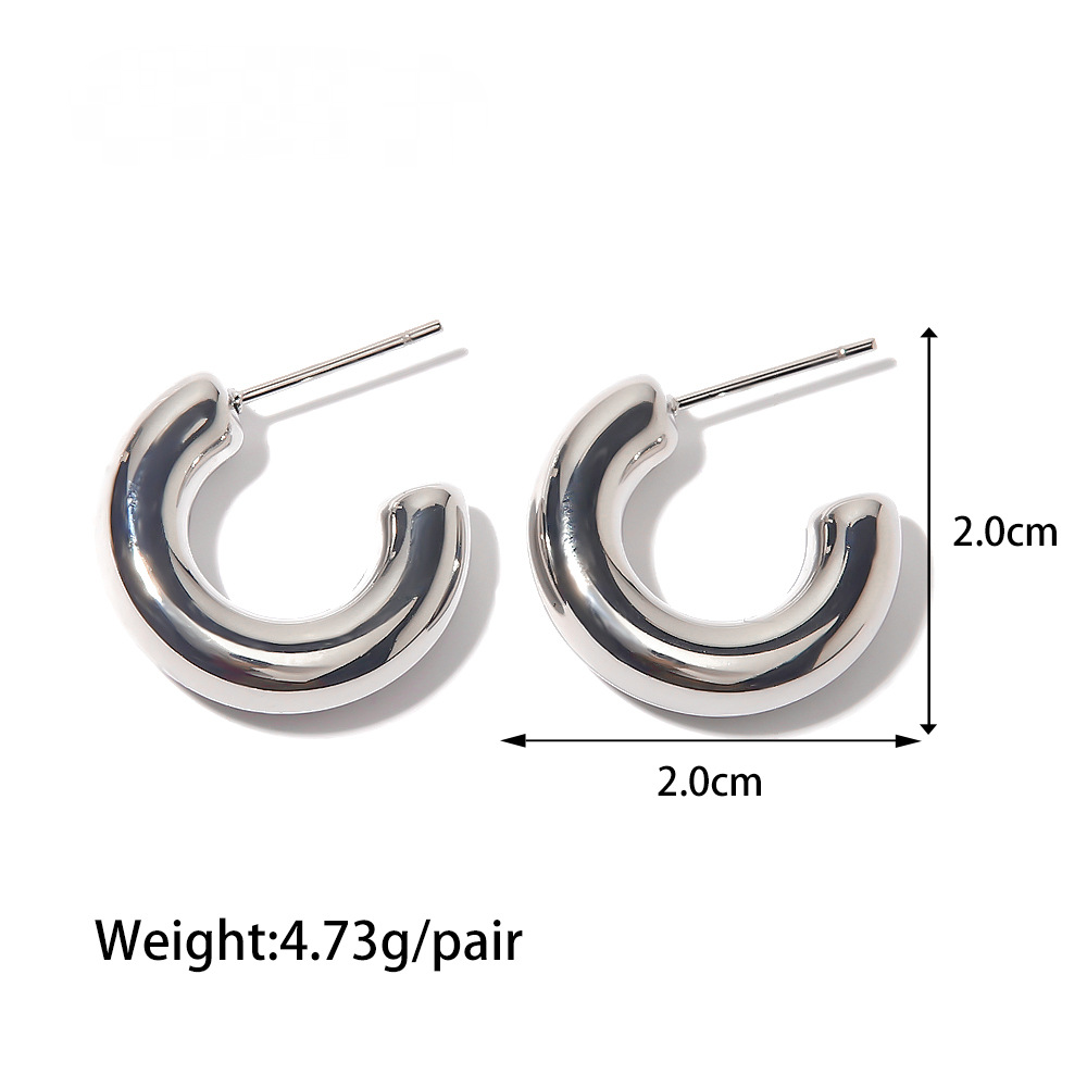 Stainless Steel C-shaped Hollow Stud Earrings