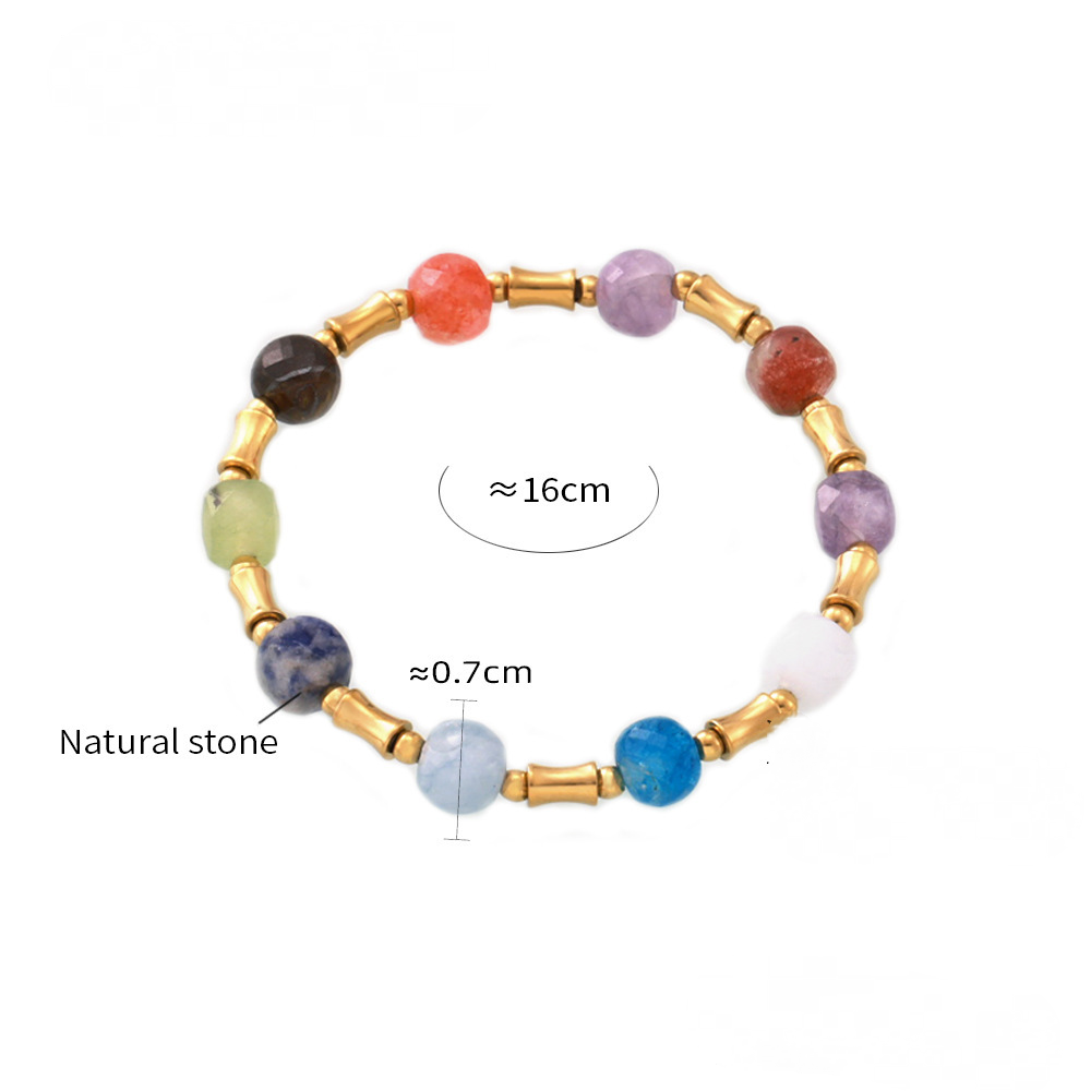 Dopamine Natural Stone Beaded Stainless Steel Bracelet