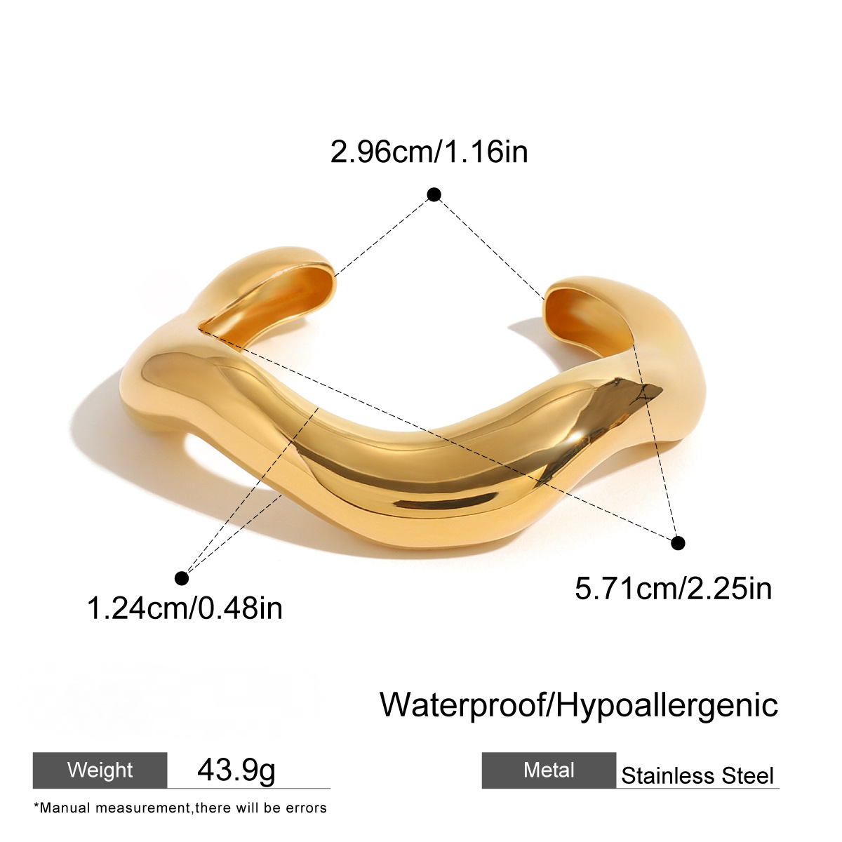 18K Gold PVD Stainless Steel Loach-shaped Bracelet