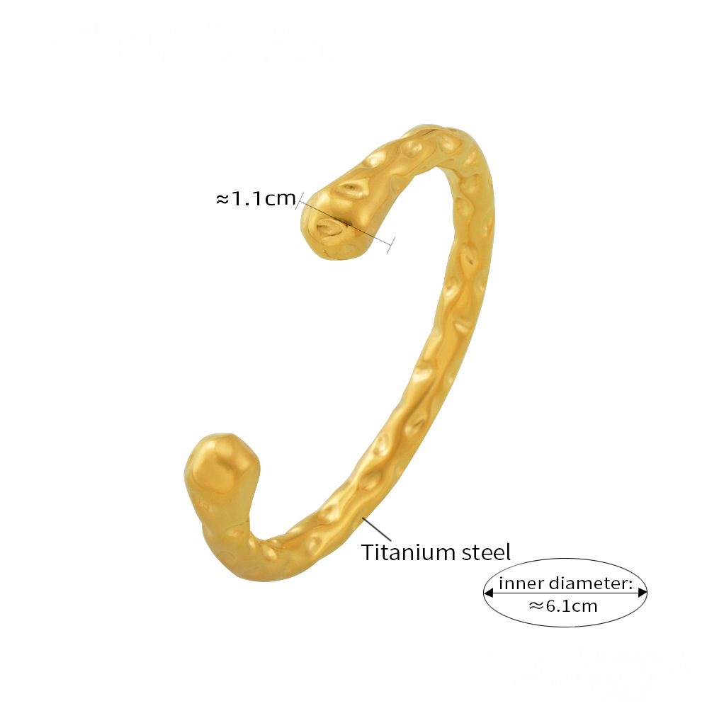 Stainless Steel Irregular Hammer Pattern Cuff Bracelet