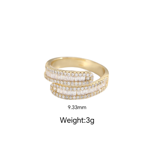 Stainless Steel 18K Gold PVD Diamond-set Open Ring