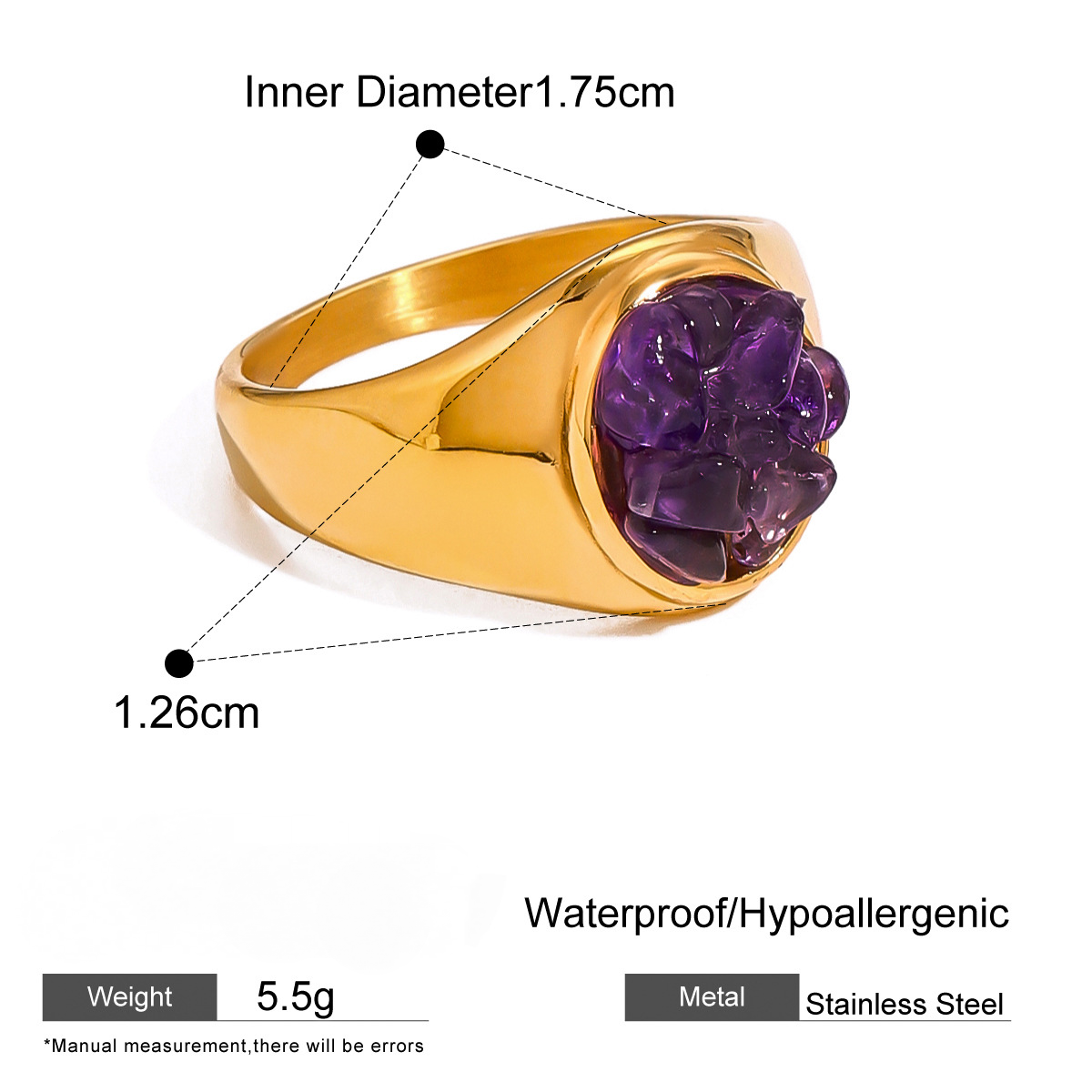 Stainless Steel Natural Stone Gravel Ring Collection