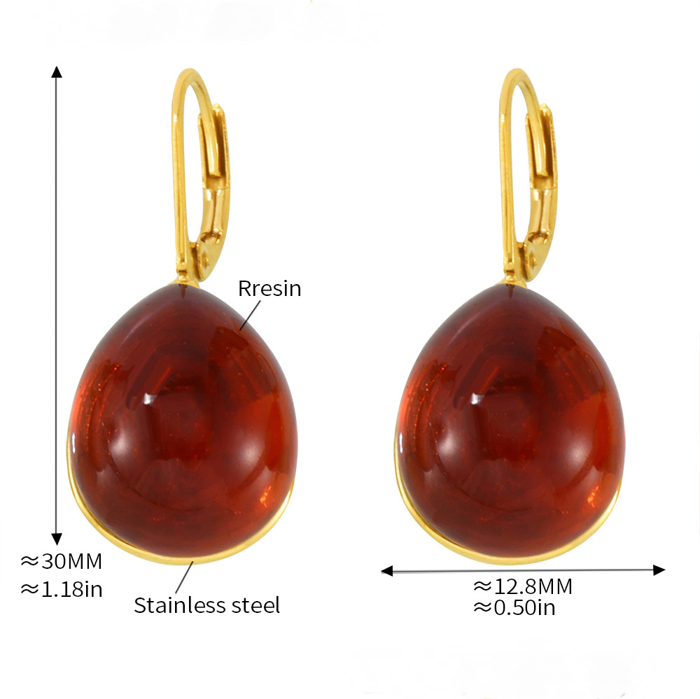 Stainless Steel Resin Drop Shape Multicolor Earrings